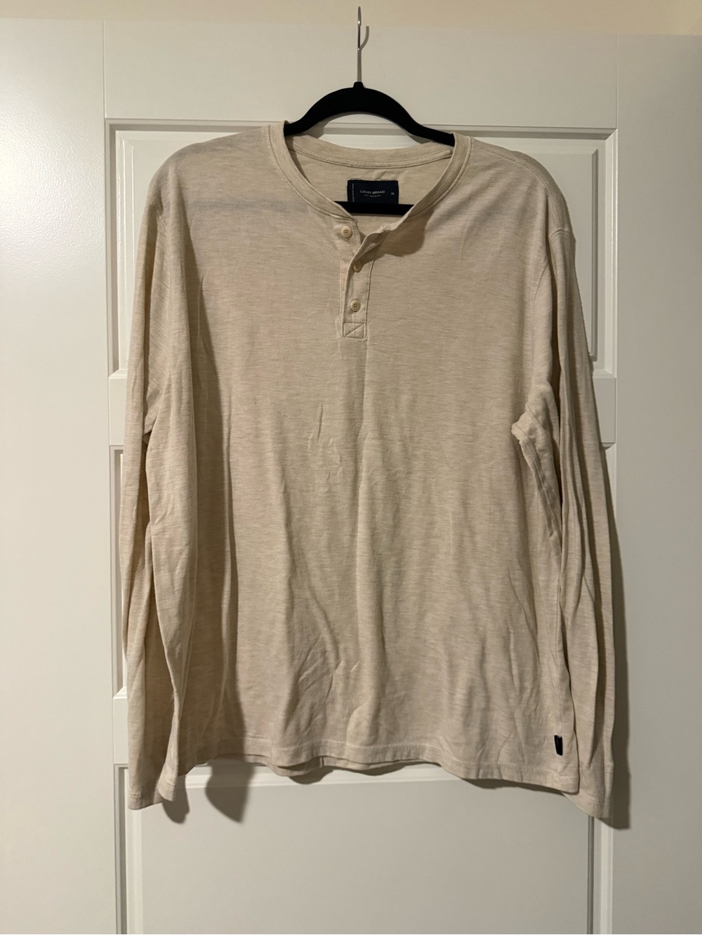 Lucky Brand Men’s Long-Sleeve Henley in Light Beige